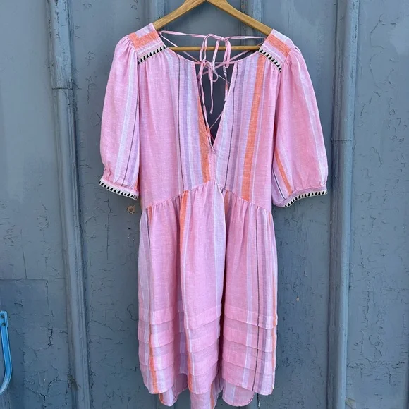 Lem Lem x H&M linen Pink Boho Dress, size M - Picture 3 of 11